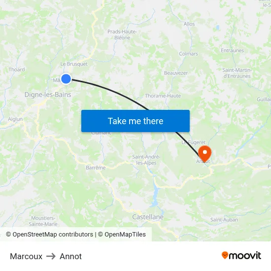 Marcoux to Annot map