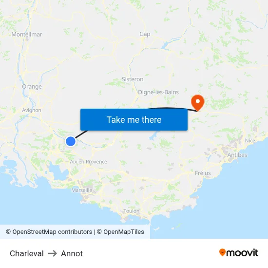 Charleval to Annot map