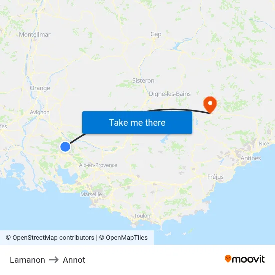 Lamanon to Annot map