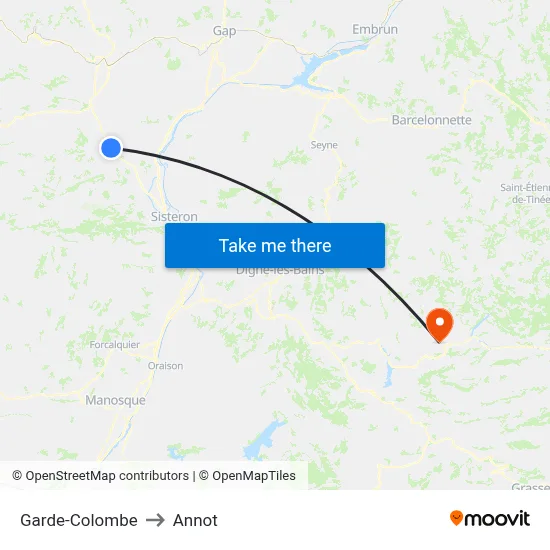 Garde-Colombe to Annot map