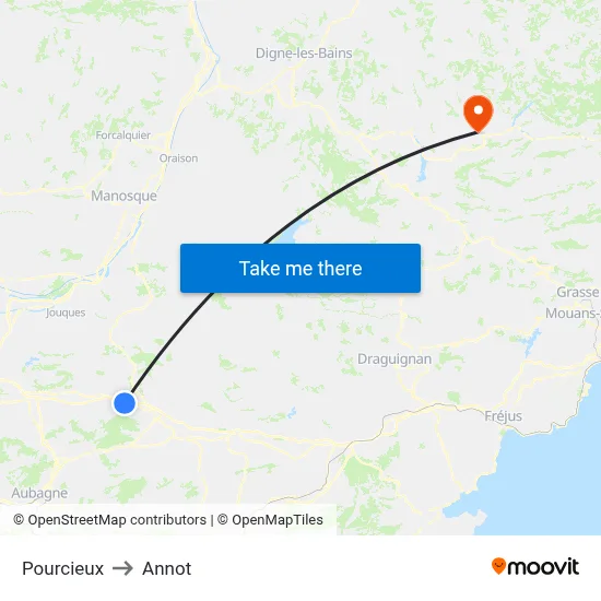 Pourcieux to Annot map