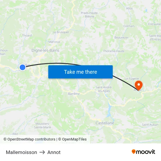 Mallemoisson to Annot map