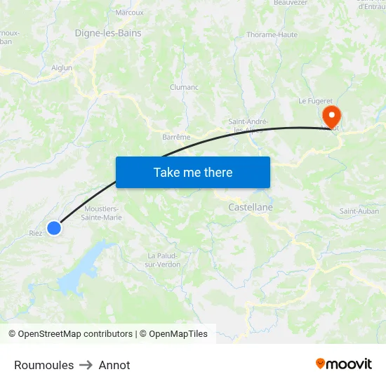 Roumoules to Annot map