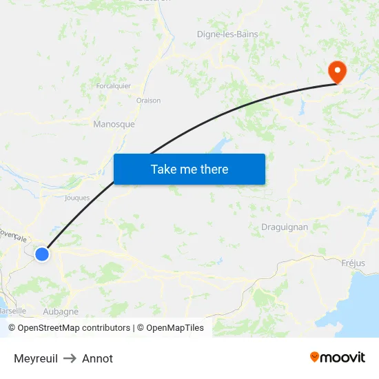 Meyreuil to Annot map
