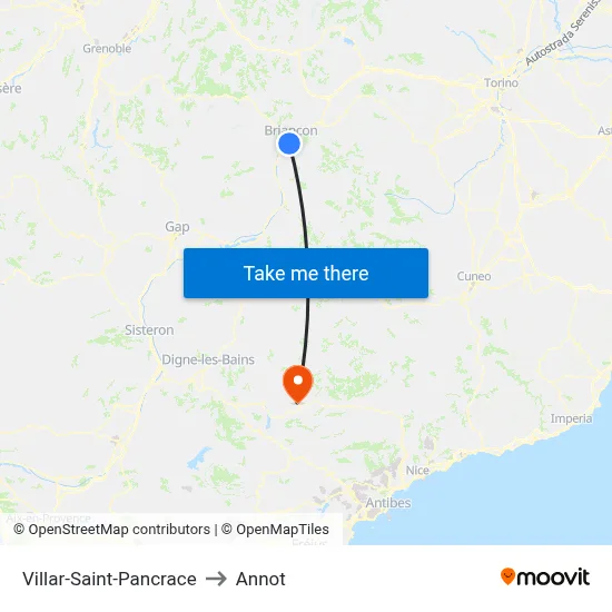 Villar-Saint-Pancrace to Annot map