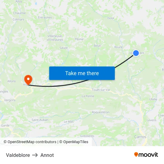 Valdeblore to Annot map