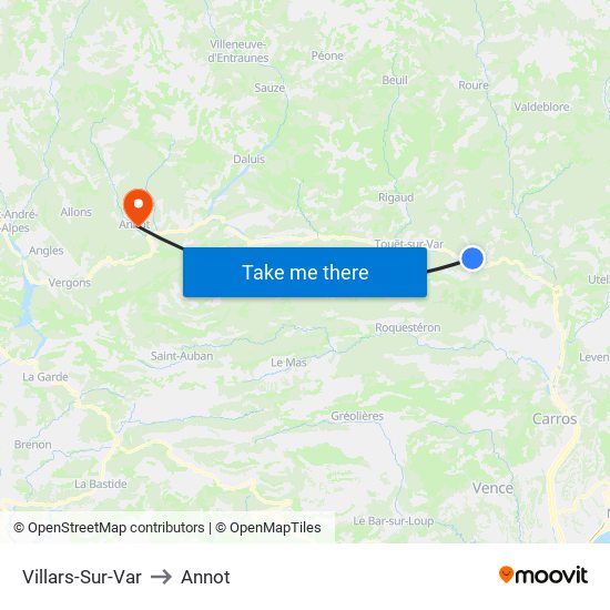 Villars-Sur-Var to Annot map