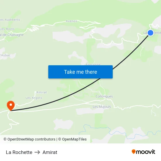 La Rochette to Amirat map
