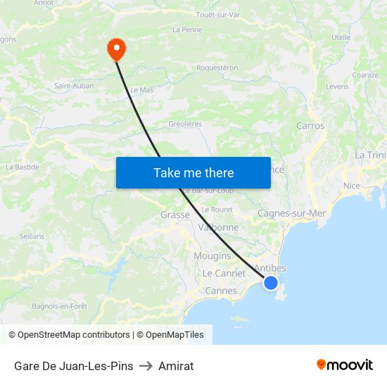 Gare De Juan-Les-Pins to Amirat map