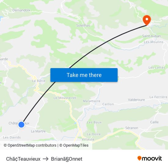Chã¢Teauvieux to Brianã§Onnet map
