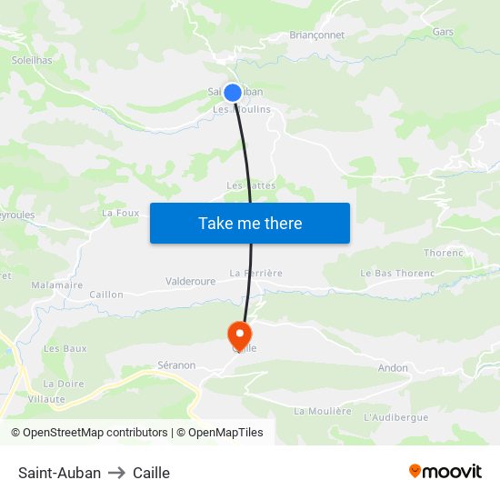 Saint-Auban to Caille map