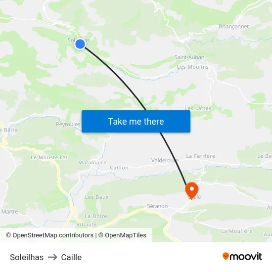 Soleilhas to Caille map