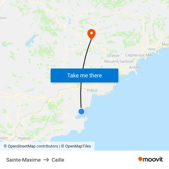 Sainte-Maxime to Caille map