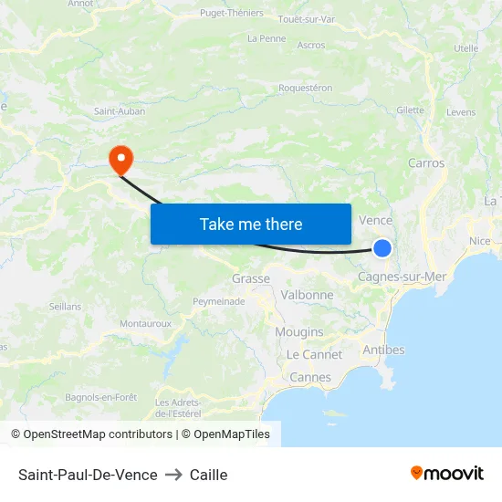 Saint-Paul-De-Vence to Caille map