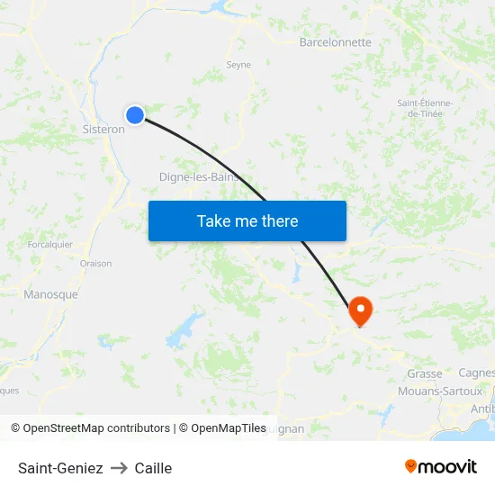 Saint-Geniez to Caille map
