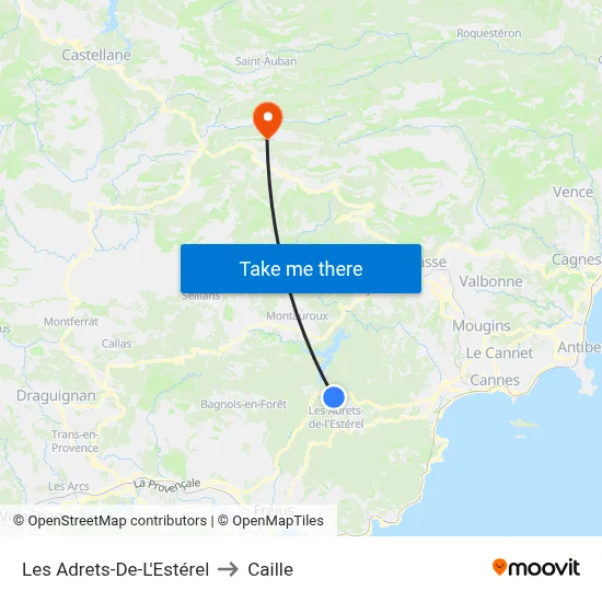 Les Adrets-De-L'Estérel to Caille map