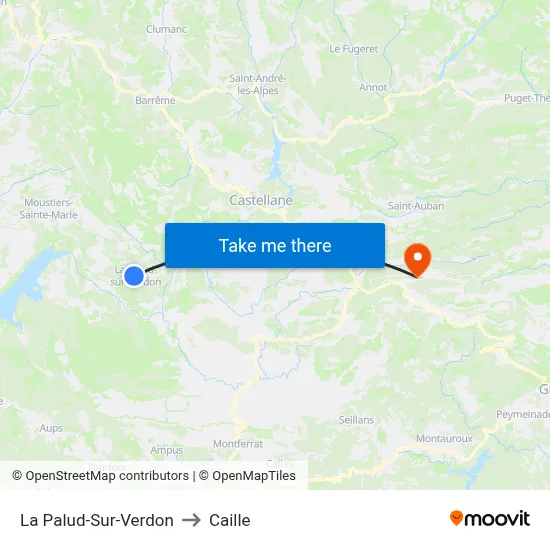 La Palud-Sur-Verdon to Caille map