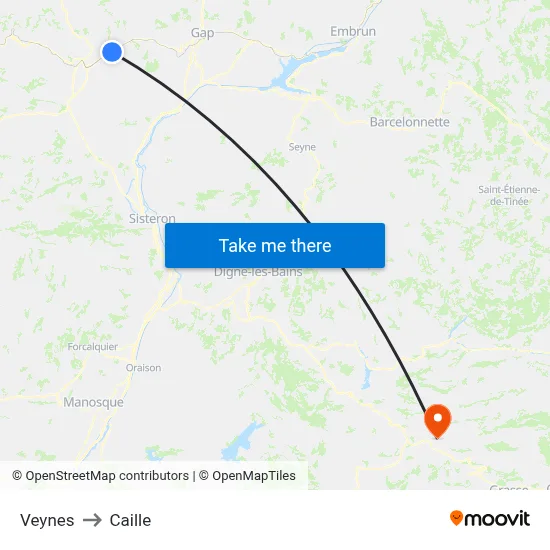 Veynes to Caille map