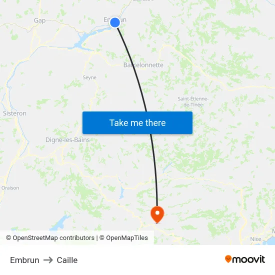 Embrun to Caille map