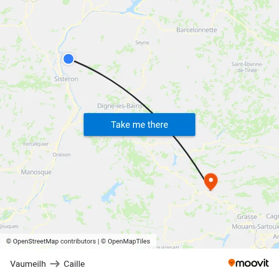 Vaumeilh to Caille map