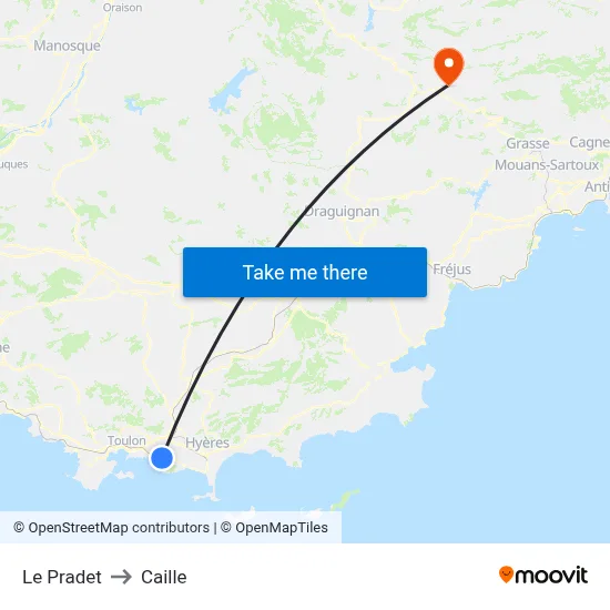Le Pradet to Caille map