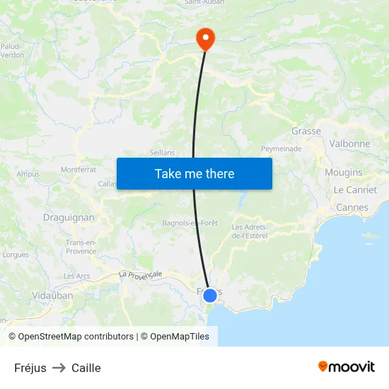 Fréjus to Caille map