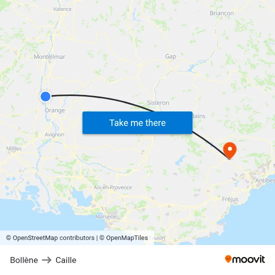 Bollène to Caille map