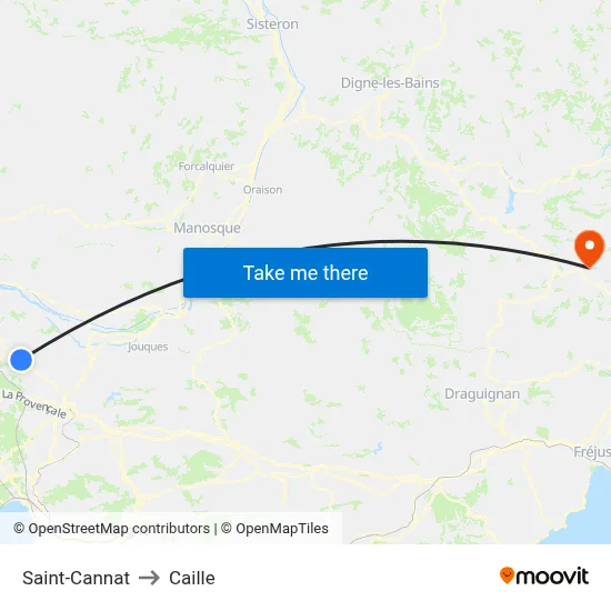 Saint-Cannat to Caille map