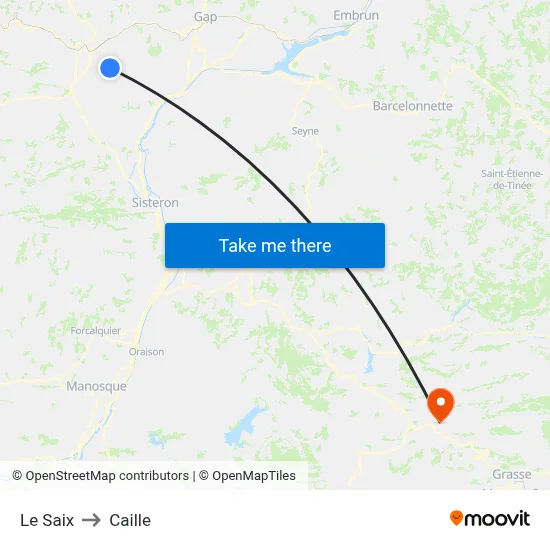 Le Saix to Caille map