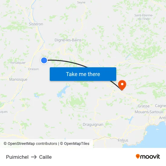Puimichel to Caille map