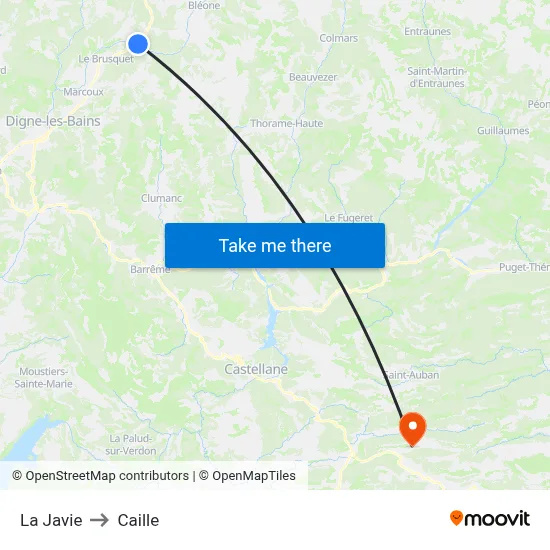 La Javie to Caille map
