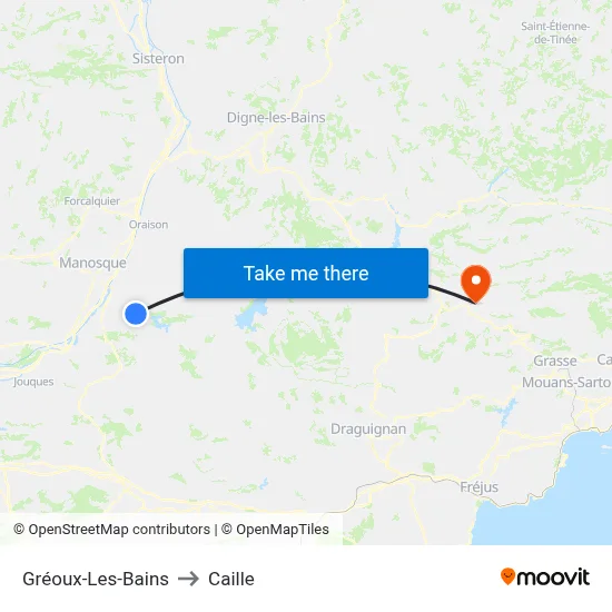 Gréoux-Les-Bains to Caille map