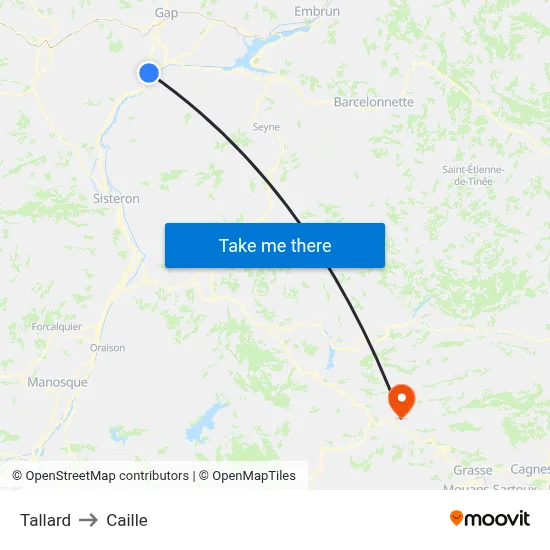Tallard to Caille map