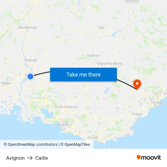 Avignon to Caille map