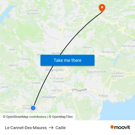 Le Cannet-Des-Maures to Caille map
