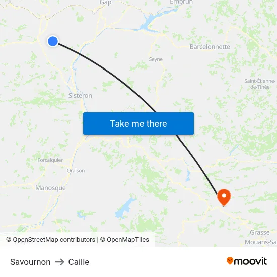 Savournon to Caille map
