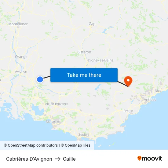Cabrières-D'Avignon to Caille map