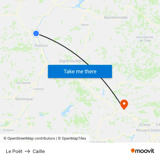 Le Poët to Caille map
