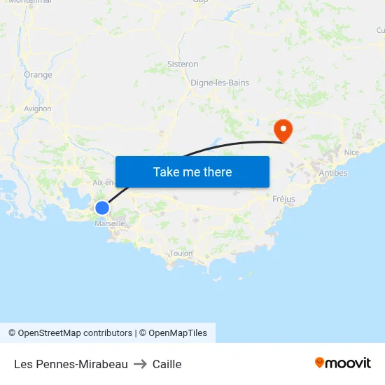 Les Pennes-Mirabeau to Caille map