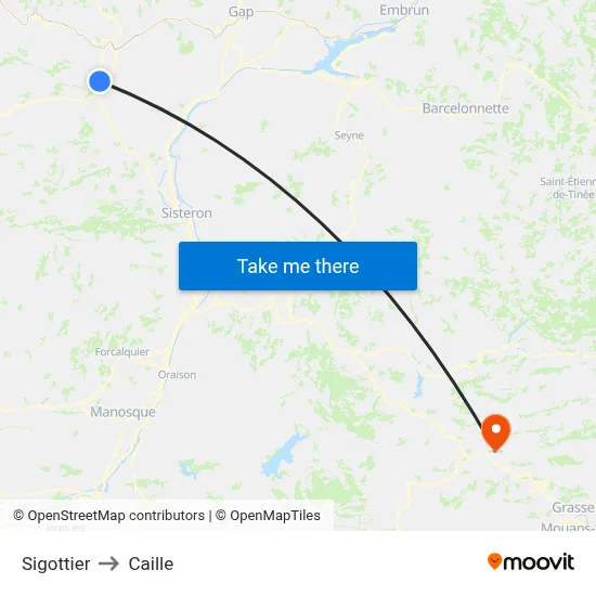Sigottier to Caille map