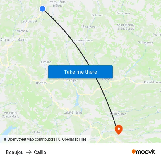 Beaujeu to Caille map