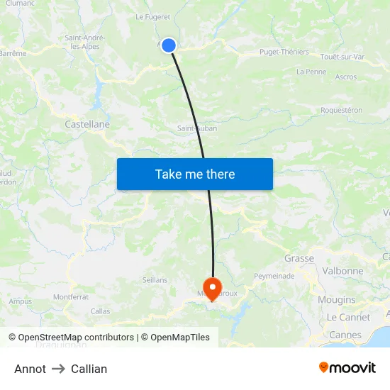 Annot to Callian map