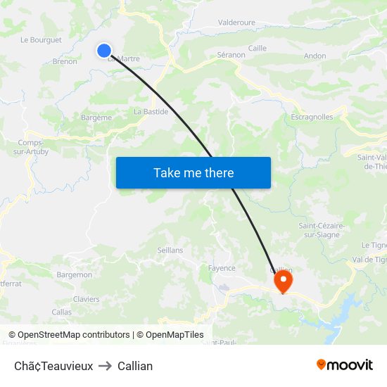 Chã¢Teauvieux to Callian map
