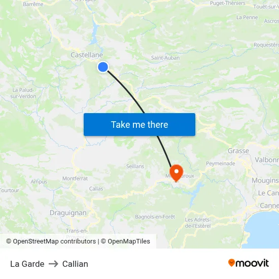 La Garde to Callian map