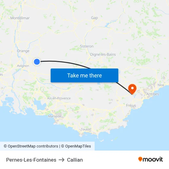Pernes-Les-Fontaines to Callian map