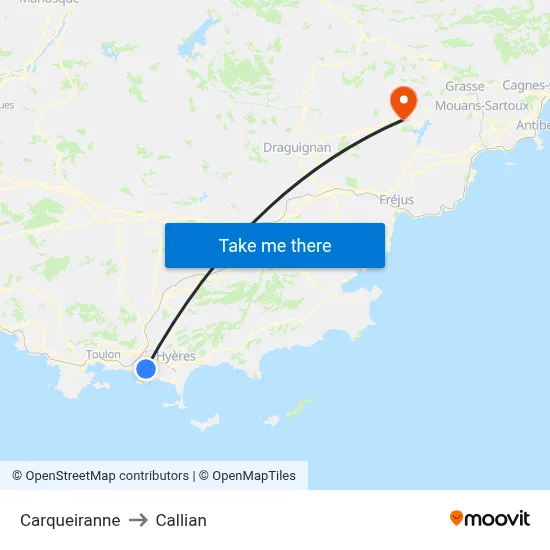 Carqueiranne to Callian map