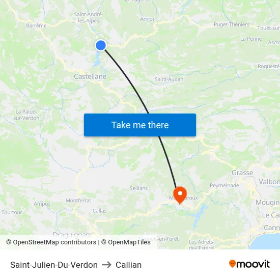 Saint-Julien-Du-Verdon to Callian map