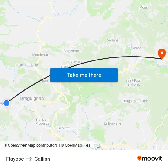 Flayosc to Callian map
