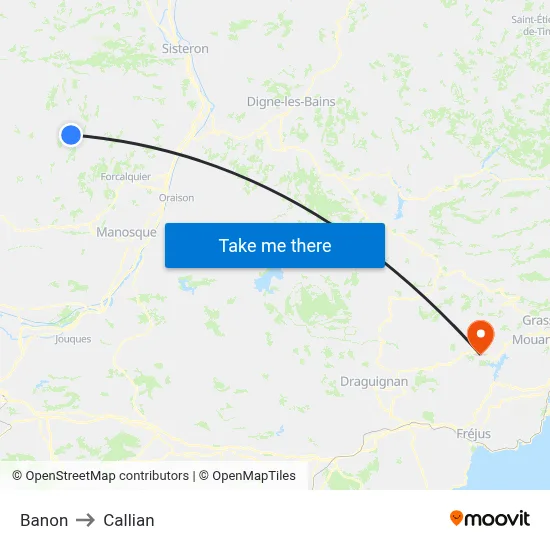 Banon to Callian map
