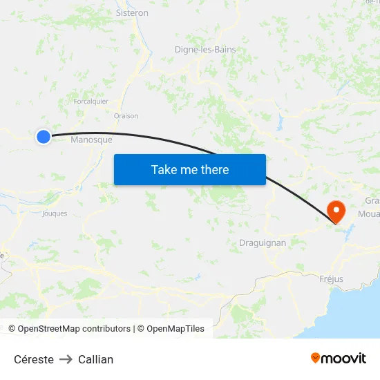Céreste to Callian map